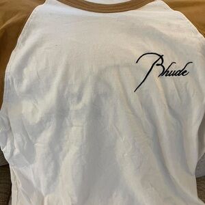 Rhude White and Tan Long Sleeve Shirt